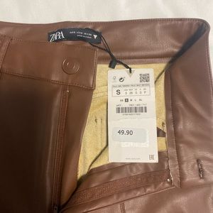 NWT Zara Brown Faux Leather Pants Size Small